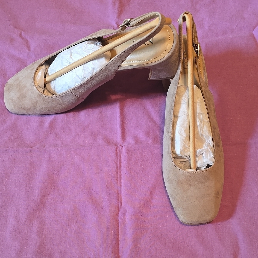 Elegant Tan Suede Women's Slingback Heels